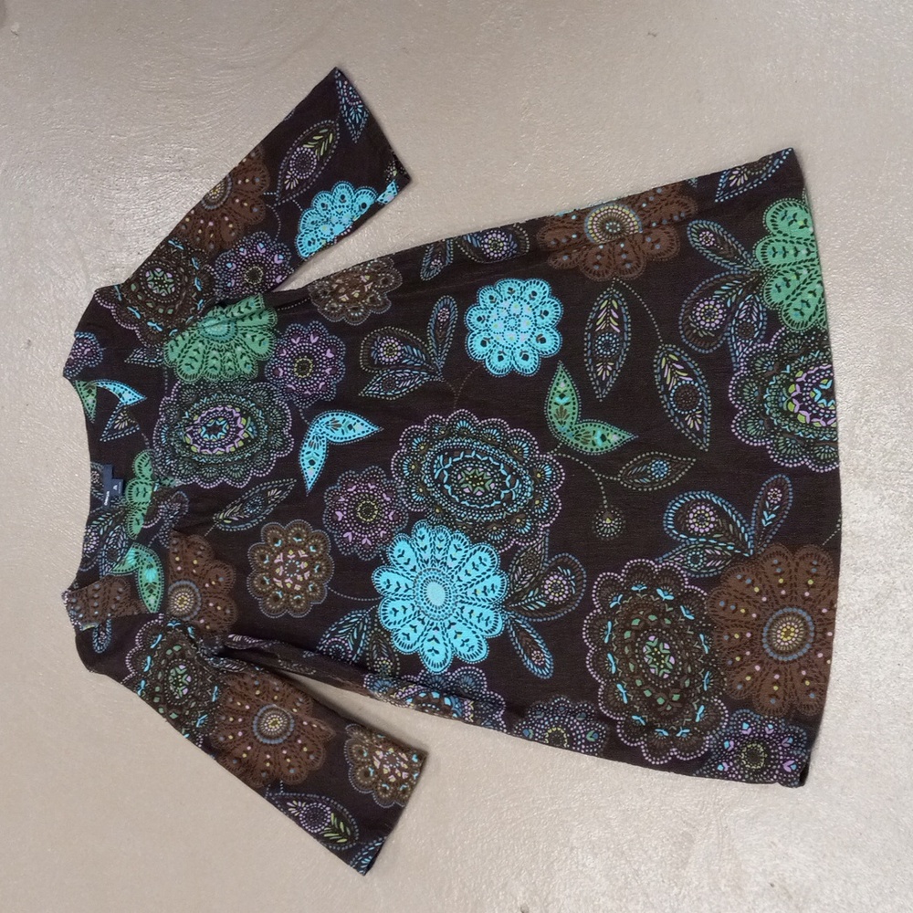 GapKids Brown, Floral, 3/4 Length Sleeve, Corduroy Dress